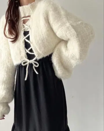 aerma boutique 엘리마부티크 숏 기장 니트 화이트