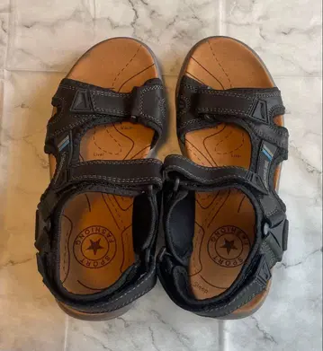 스포츠 샌들 천연 가죽 여름 통기성 경량 블랙 VISIONEAST