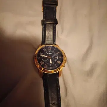 Fossil 쿼츠 손목시계 네이비 벨트 골드