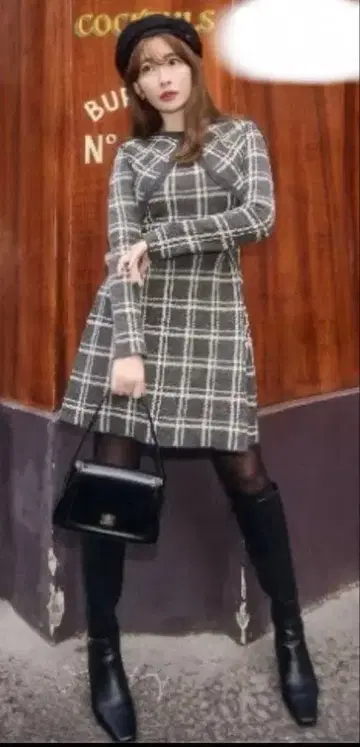 Her lip to Pantheon Checked Knit Dress