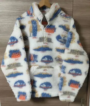 시착 정도의 미사용품 사노바 치즈 올 패턴 보아 플리스 풀오버 자켓 XL