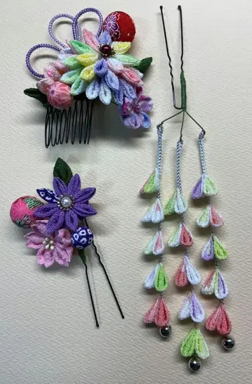 일본풍 헤어 액세서리 세트 시치고산 성인식 머리 장식