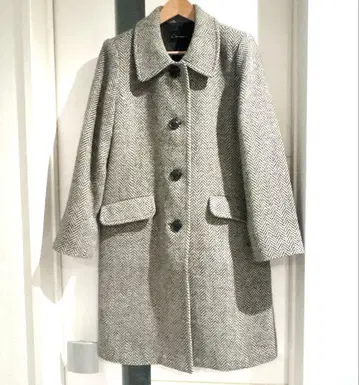새상품급 일본제 헤링본 무늬 롱 코트 울 85% 사이즈 9
