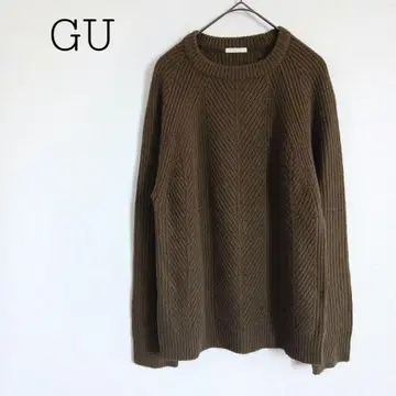 지유 GU 아제 크루넥 긴팔 스웨터 니트 풀오버 브라운