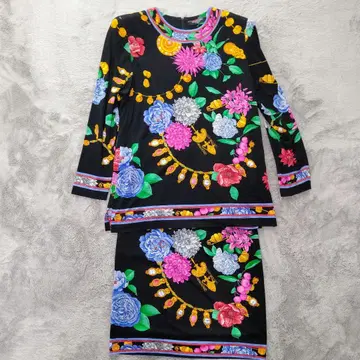 LEONARD 레오나르 꽃무늬 셋업 블랙 울 실크