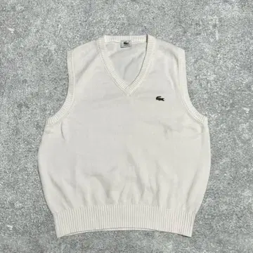 LACOSTE 화이트 V넥 코튼 니트 베스트