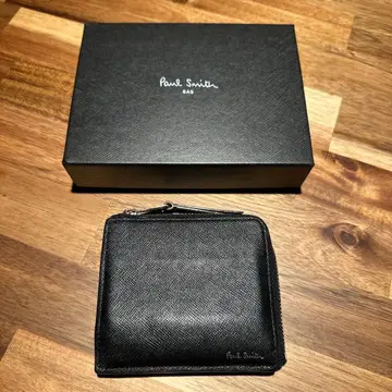 Paul Smith 블랙 L자 라운드 지퍼 접이식 지갑 박스 포함