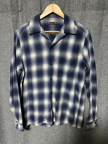 MINEDENIM 오픈 카라 체크 셔츠