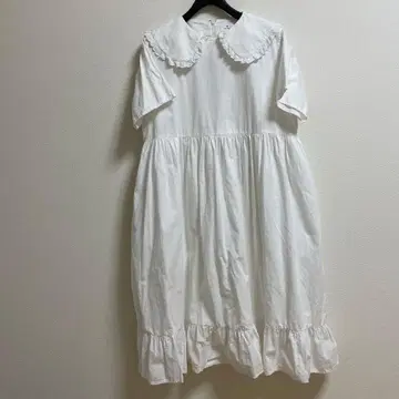 merryyjenny 프릴 옷깃 반팔 원피스 화이트