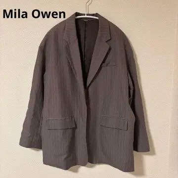 Mila Owen 스트라이프 테일러드 자켓 브라운