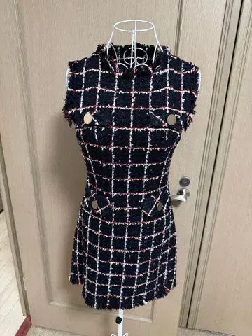 Andy 체크 무늬 트위드 드레스 S