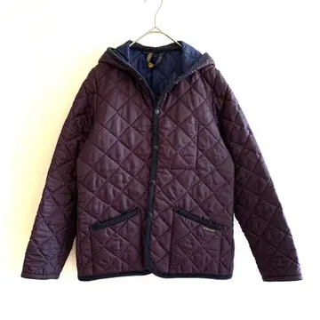 [컨디션 최상] 라벤햄 퀼팅 자켓 퍼플 사이즈 38 후드 부착