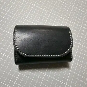 블랙 가죽 미니 지갑 스냅 버튼식