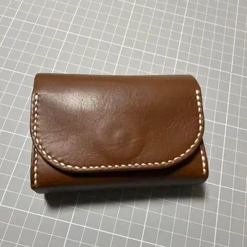 브라운 가죽 미니 지갑 스냅 버튼식