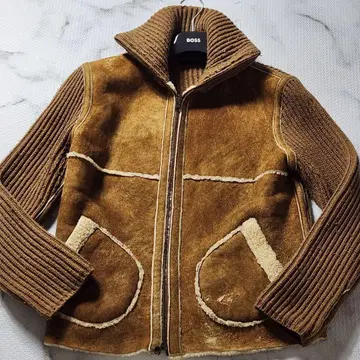 최고급 이탈리아제 리얼 무스탕 니트 절개 자켓 L 상당