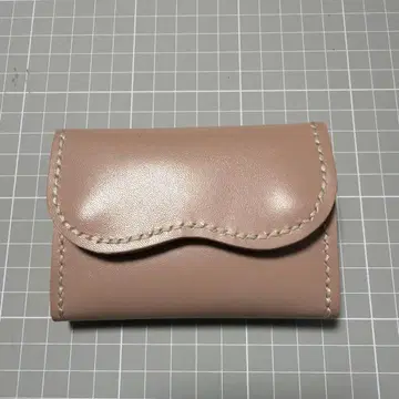 핑크 가죽 미니 지갑 스냅 버튼식