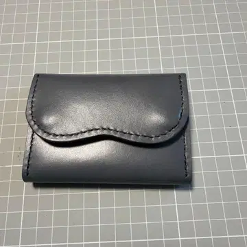 그레이 가죽 미니 지갑 스냅 버튼식