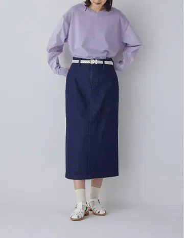 새상품 휴먼 우먼 스트레이트 데님 스커트 네이비