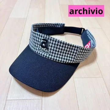 [새상품급] archivio 알치비오 선바이저 하운드투스 체크 패턴 블랙