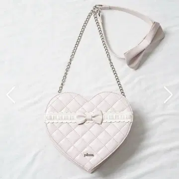 pium 사다리 리본 퀼팅 하트 백