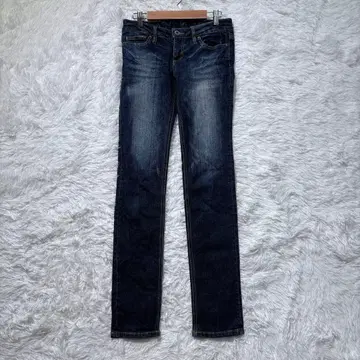 [ 오조크 ] 스키니 데님 팬츠 파랑 38 코튼 혼방 슬림 색빠짐 가공