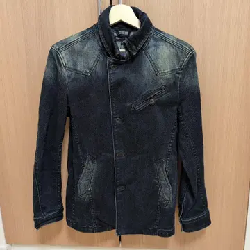 다크 데님 스탠드 카라 G 자켓