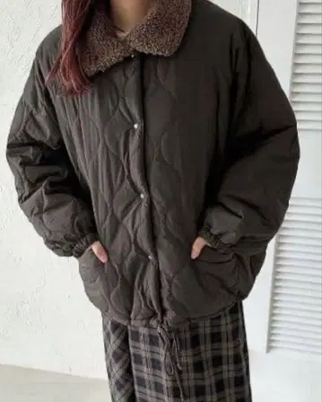 퍼 옷깃 퀼팅 블루종 라피미