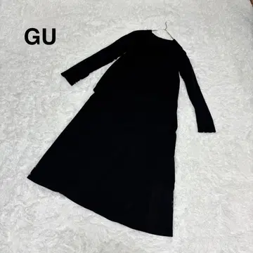 [ 지유 ] 긴팔 롱 플레어 원피스 블랙 양쪽 포켓 부착 무지 편안함