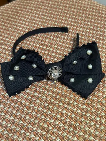 BABY 펄 장식 리본 머리띠