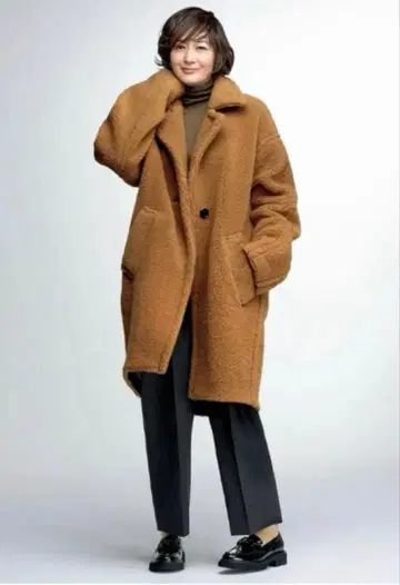 CINOH 보아 코트 카멜 36