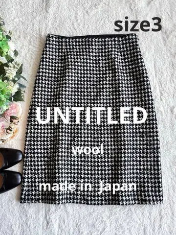 UNTITLED 언타이틀 울 혼방 하운드투스 니트 타이트 스커트 M L