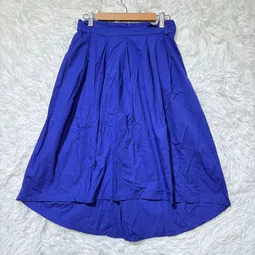 [올리브데올리브] 플리츠 플레어 스커트 파랑 면100 허리밴딩 M