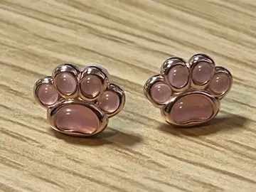 발바닥 디자인 핑크 골드 귀걸이 미사용