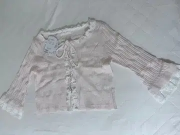 레이스 플레어 슬리브 핑크 니트 Chico