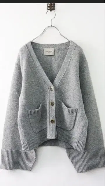 폰델 VONDEL 울 V넥 니트 가디건 그레이