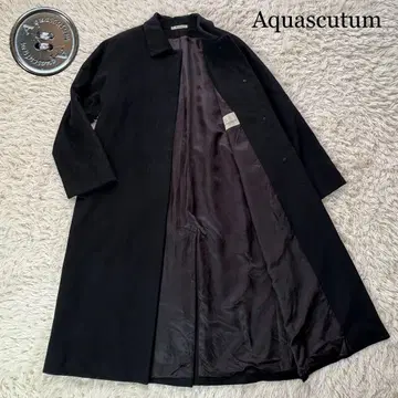 새상품급 Aquascutum 캐시미어 히요쿠 롱 코트 블랙 11호