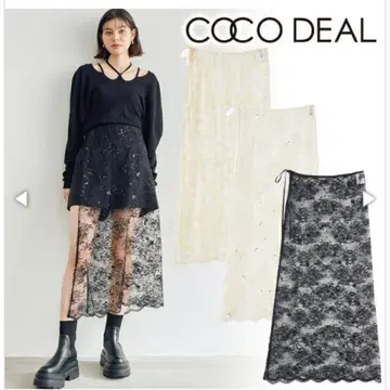 [ 새상품급 ] COCODEAL 코코딜 스팽글 레이스 랩스커트