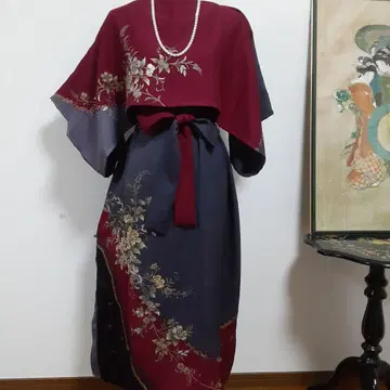 리메이크 기모노 롱 원피스 볼레로 세트 L