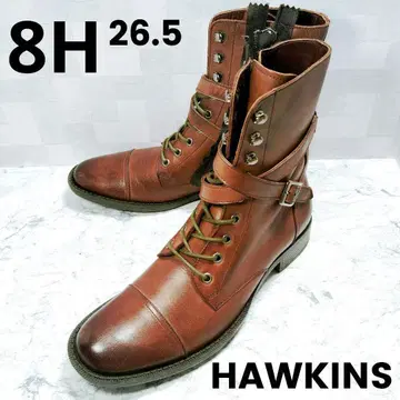 HAWKINS 가죽 사이드 지퍼 부츠 브라운.