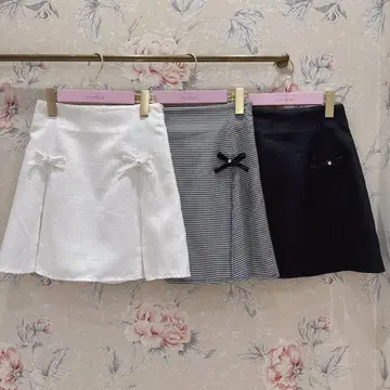 에블린 미사용 새상품 택 포함 스커트 리본 슬릿 SK 사다리꼴