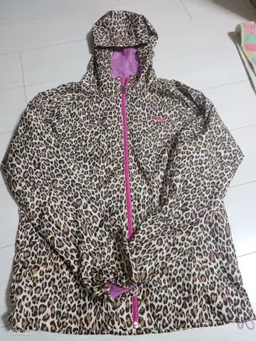 푸마 표범 무늬 나일론 후드티 러닝 아웃도어