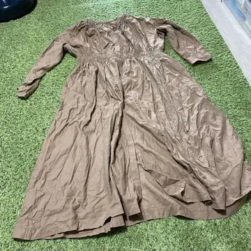 and quarter 베이지 롱 원피스 텐셀 코튼 린넨