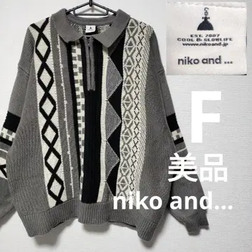 niko and - 빈티지 패턴 ZIP 니트 풀오버 새상품급