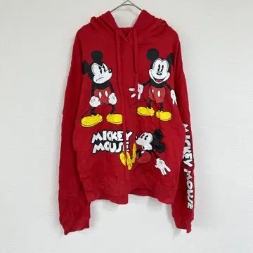 미키마우스 [ M ] 레드 후드티 프린트 맨투맨 후디 디즈니