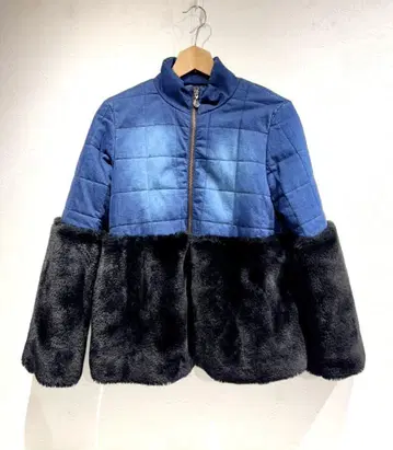 C'EST MOIJEU 데님 x 인조 모피 퀼팅 블루종 M