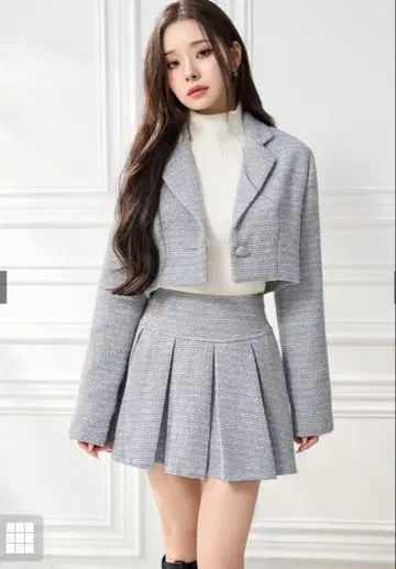 grl 라메 트위드 자켓 x 플리츠 미니 스커트 셋업[dk1317]