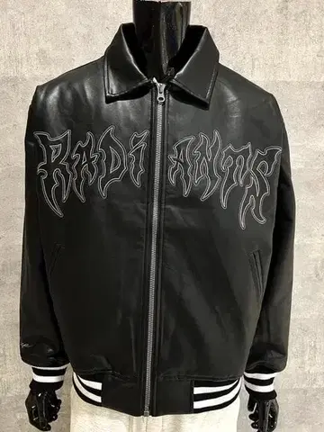 PU 카라 부착 충전솜 블루종 블랙 L 빅 실루엣 아메카지 자수 오샤레