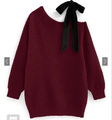 원 숄더 벨로아 리본 니트 미니 원피스 [dr796] GRL