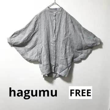 hagumu 하그무 린넨 100% 린넨 셔츠 블라우스 F 그레이 겉옷