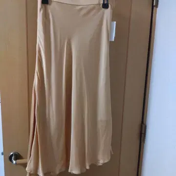 오렌지 실크 플레어 스커트 M